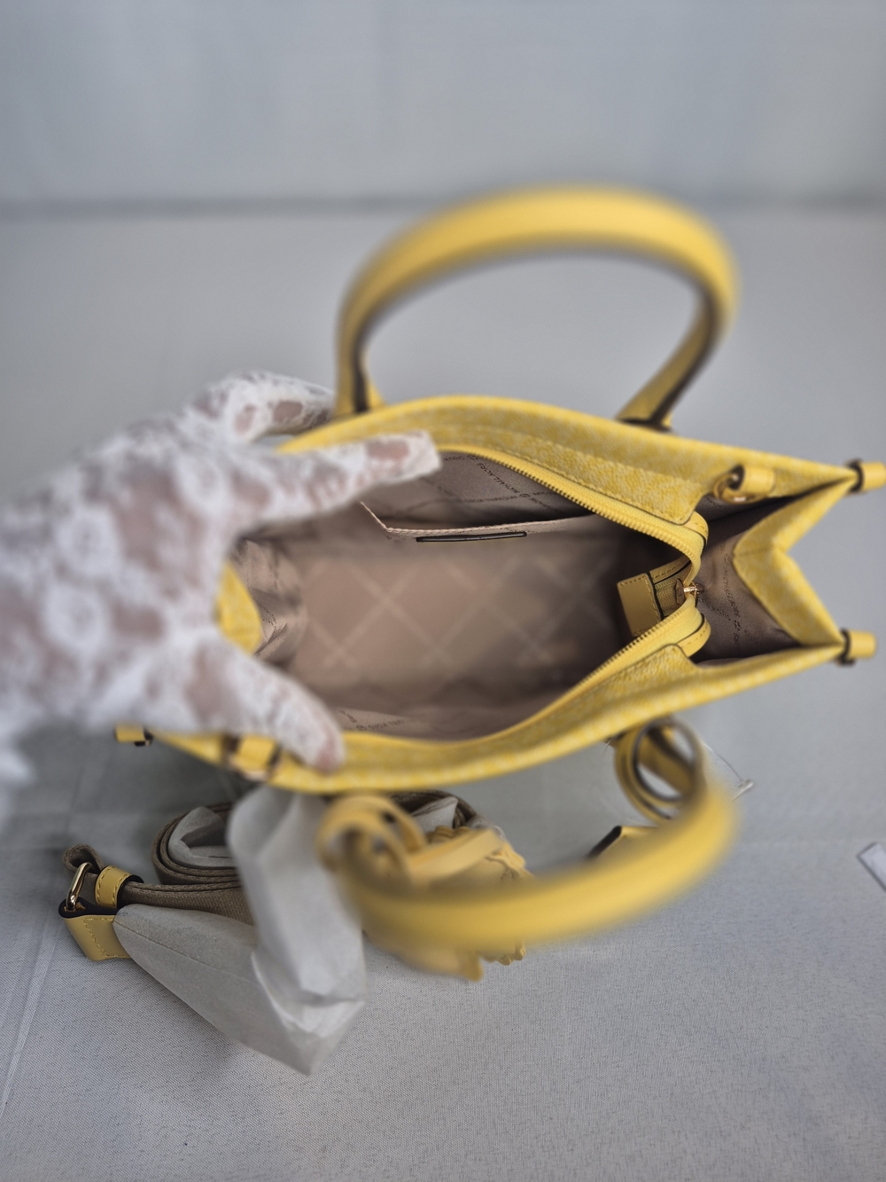 Michael Kors "Mirella" Yellow Signature Satchel Bag NWT - Picture 12 of 13